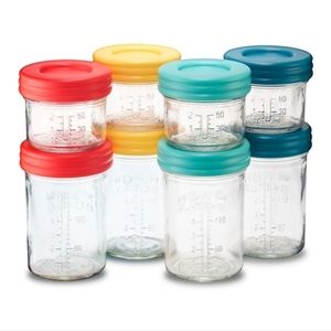 MASON BOTTLE baby milk and food storage glass 8oz 4oz sets rainbow